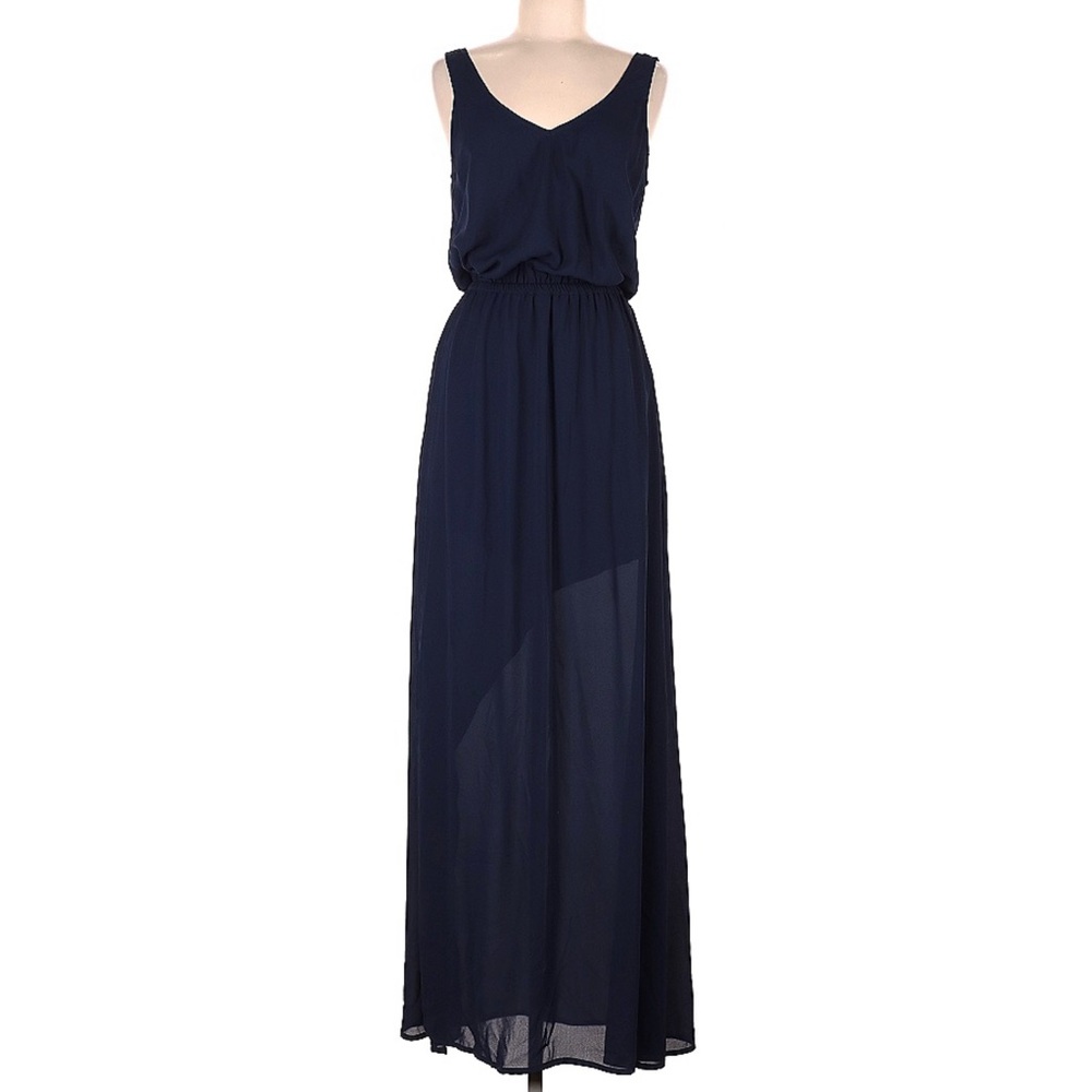 Show Me Your Mumu Maxi Dress Sheer Navy Size Large